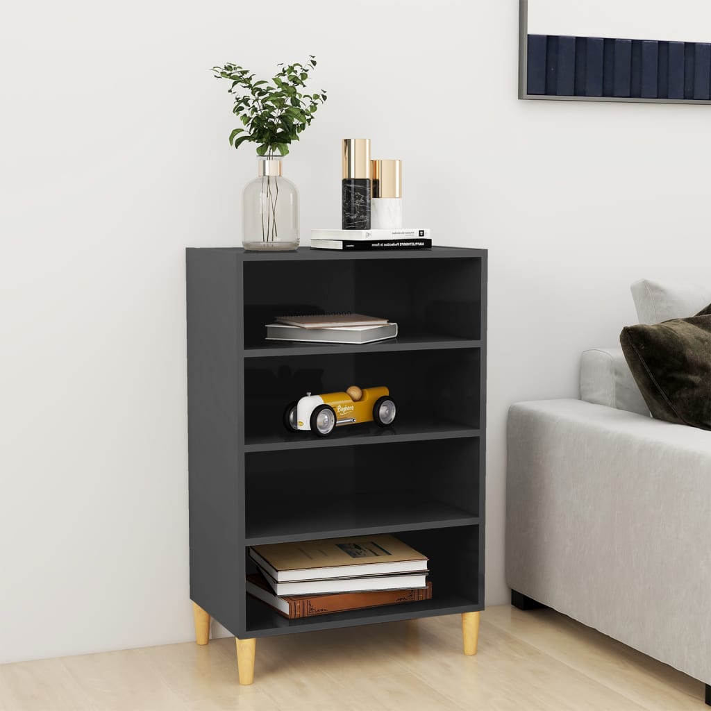 vidaXL Buffet haut brillant gris 57x35x90 cm Bois d'ingénierie