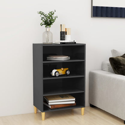 vidaXL Buffet haut brillant gris 57x35x90 cm Bois d'ingénierie