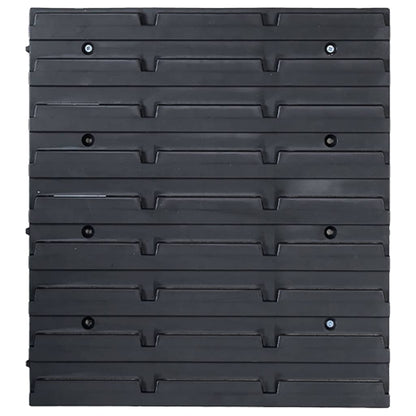 vidaXL 48tlg. Behälter-Set für Kleinteile mit Wandplatten Blau Schwarz