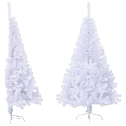 vidaXL Künstlicher Halb-Weihnachtsbaum mit Ständer Weiß 150 cm PVC