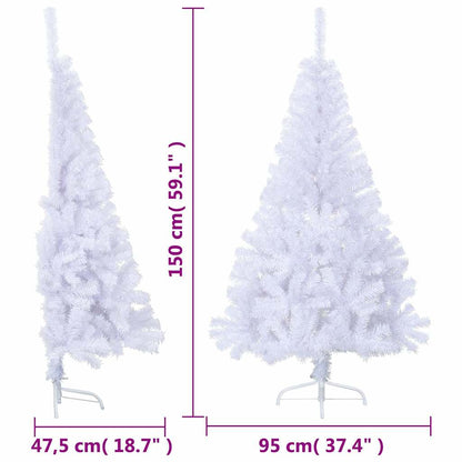 vidaXL Künstlicher Halb-Weihnachtsbaum mit Ständer Weiß 150 cm PVC