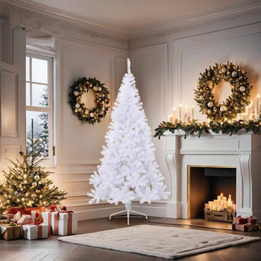 vidaXL Künstlicher Halb-Weihnachtsbaum mit Ständer Weiß 180 cm PVC