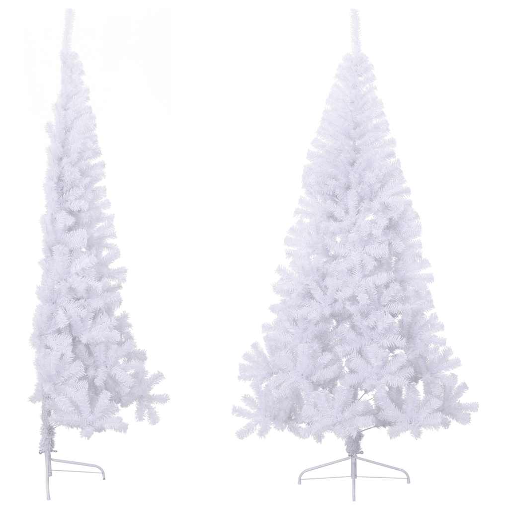 vidaXL Künstlicher Halb-Weihnachtsbaum mit Ständer Weiß 180 cm PVC