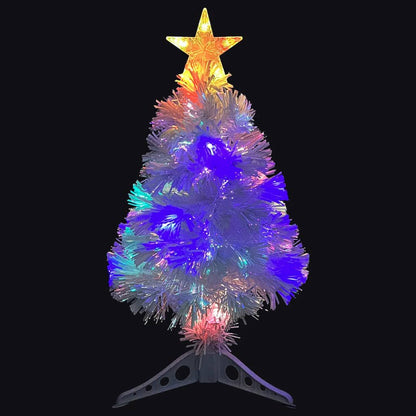 vidaXL Sapin de Noël artificiel avec lumières blanc 64 cm fibre optique