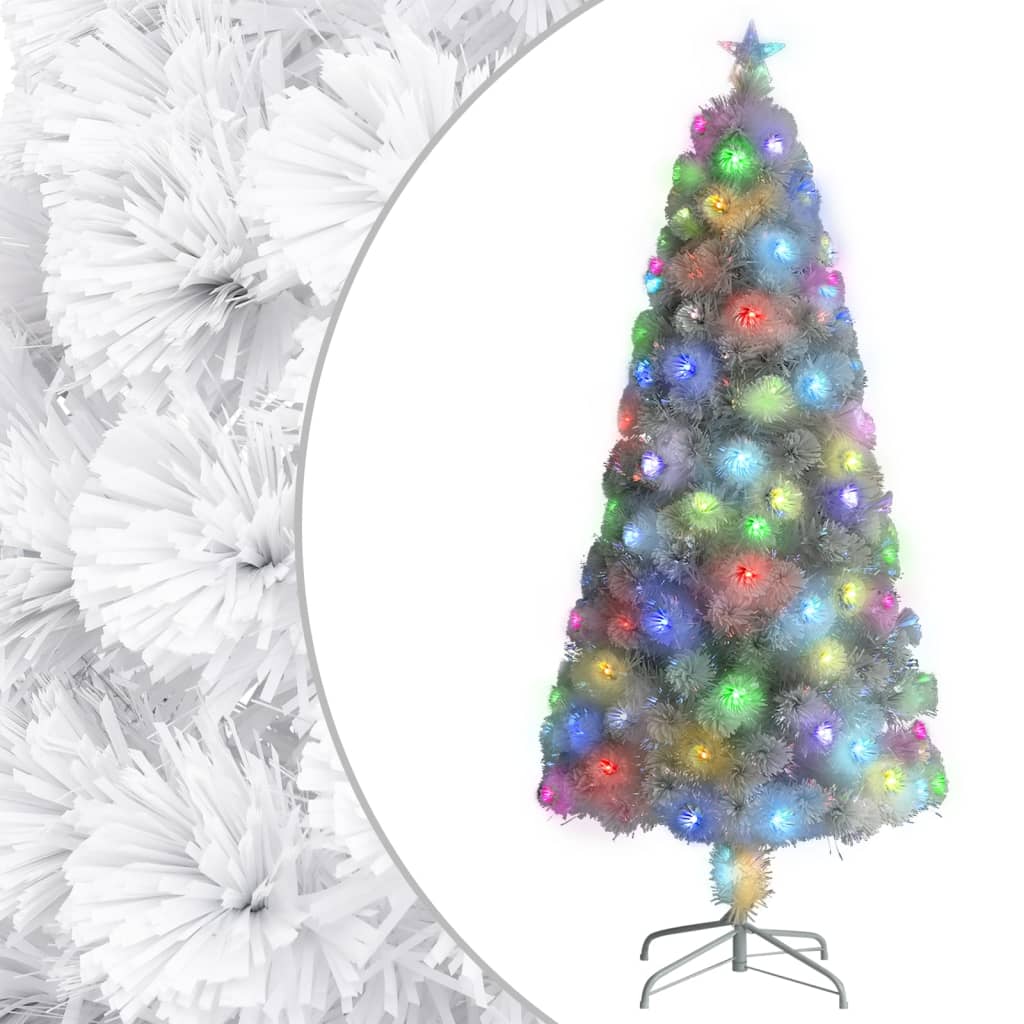 vidaXL Sapin de Noël artificiel avec éclairage blanc 150 cm Fibre optique