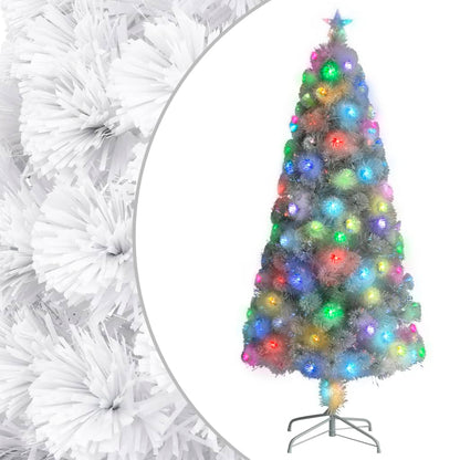 vidaXL Sapin de Noël artificiel avec éclairage blanc 150 cm Fibre optique