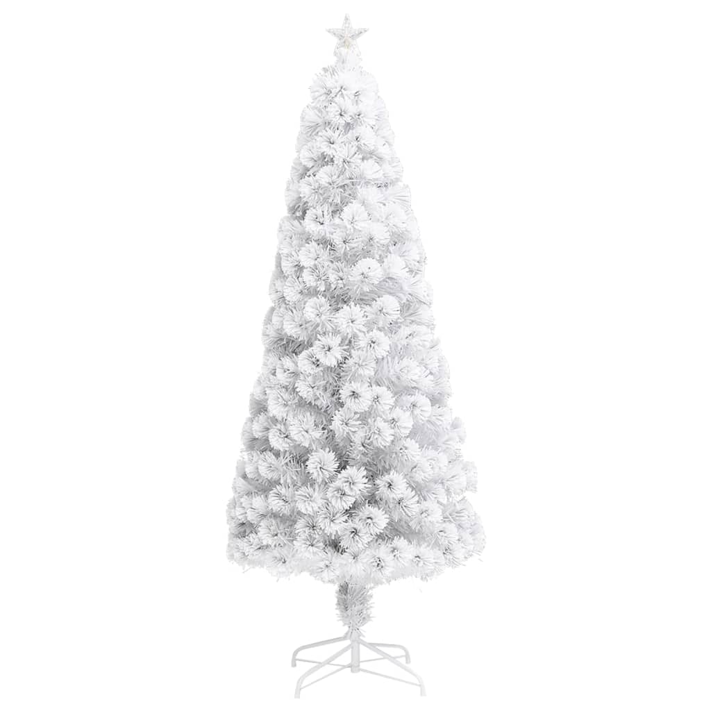 vidaXL Künstlicher Weihnachtsbaum mit Beleuchtung Weiß 210cm Glasfaser