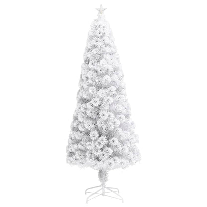 vidaXL Künstlicher Weihnachtsbaum mit Beleuchtung Weiß 210cm Glasfaser