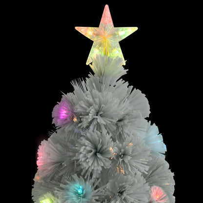 vidaXL Künstlicher Weihnachtsbaum mit Beleuchtung Weiß 210cm Glasfaser