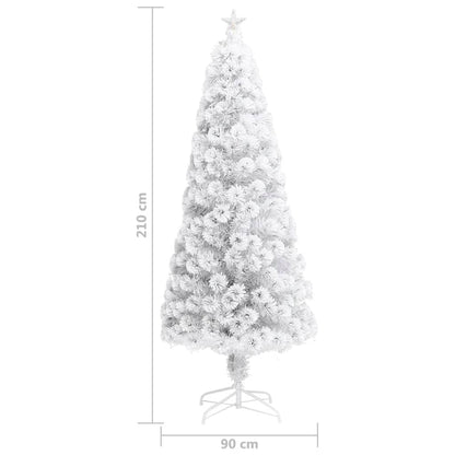 vidaXL Künstlicher Weihnachtsbaum mit Beleuchtung Weiß 210cm Glasfaser