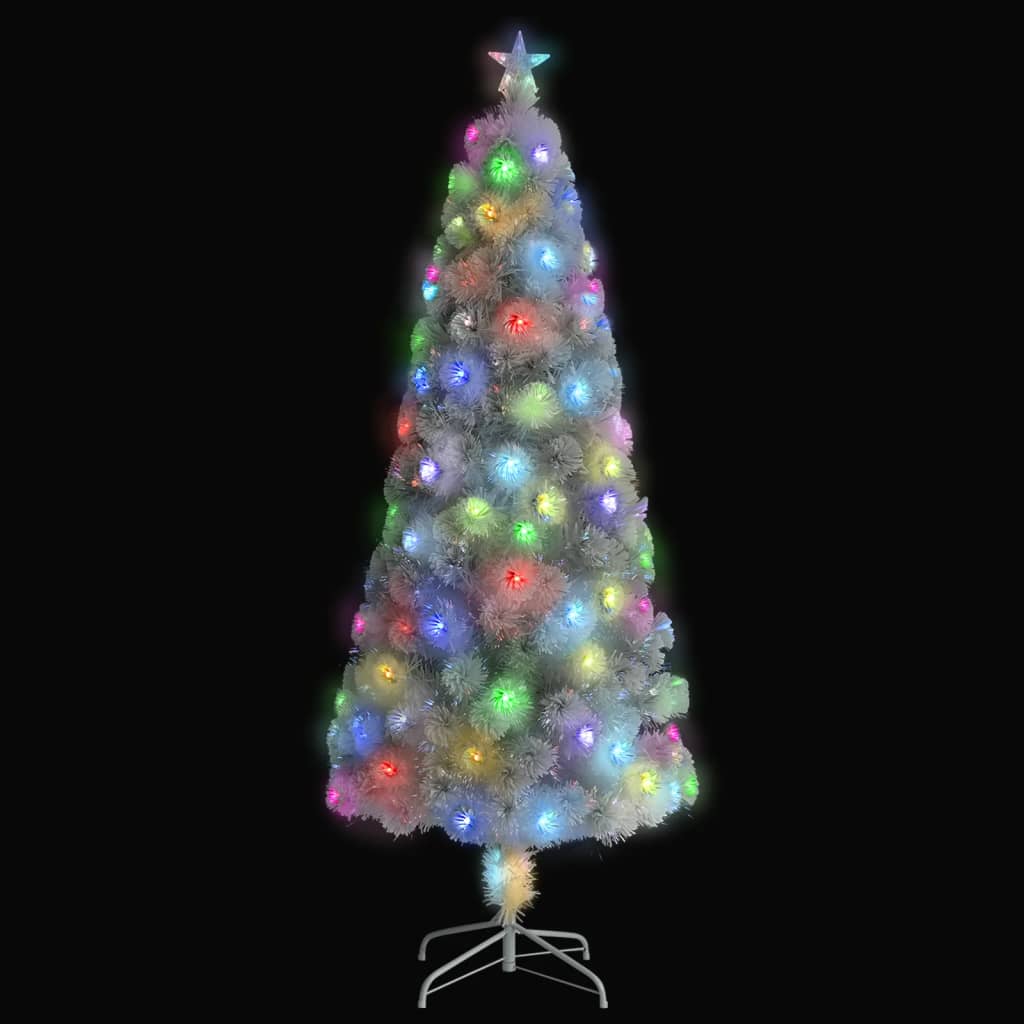 vidaXL Künstlicher Weihnachtsbaum mit Beleuchtung Weiß 240cm Glasfaser