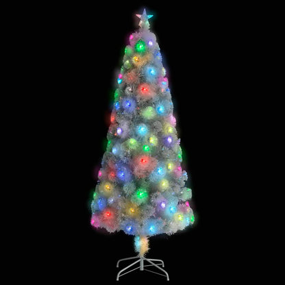 vidaXL Künstlicher Weihnachtsbaum mit Beleuchtung Weiß 240cm Glasfaser