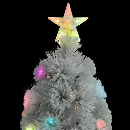 vidaXL Künstlicher Weihnachtsbaum mit Beleuchtung Weiß 240cm Glasfaser