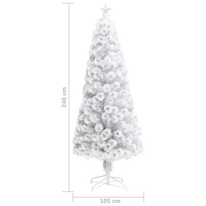 vidaXL Künstlicher Weihnachtsbaum mit Beleuchtung Weiß 240cm Glasfaser