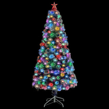 vidaXL Künstlicher Weihnachtsbaum mit Beleuchtung 150 cm Glasfaser