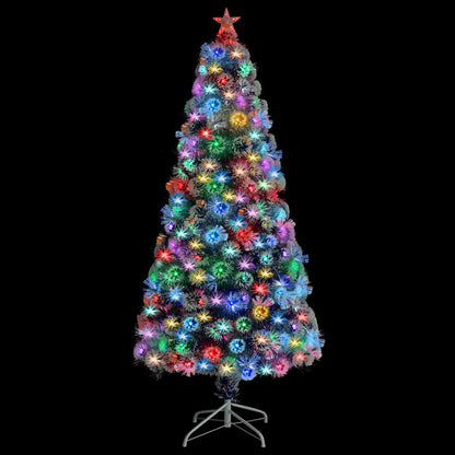 vidaXL Künstlicher Weihnachtsbaum mit Beleuchtung 150 cm Glasfaser