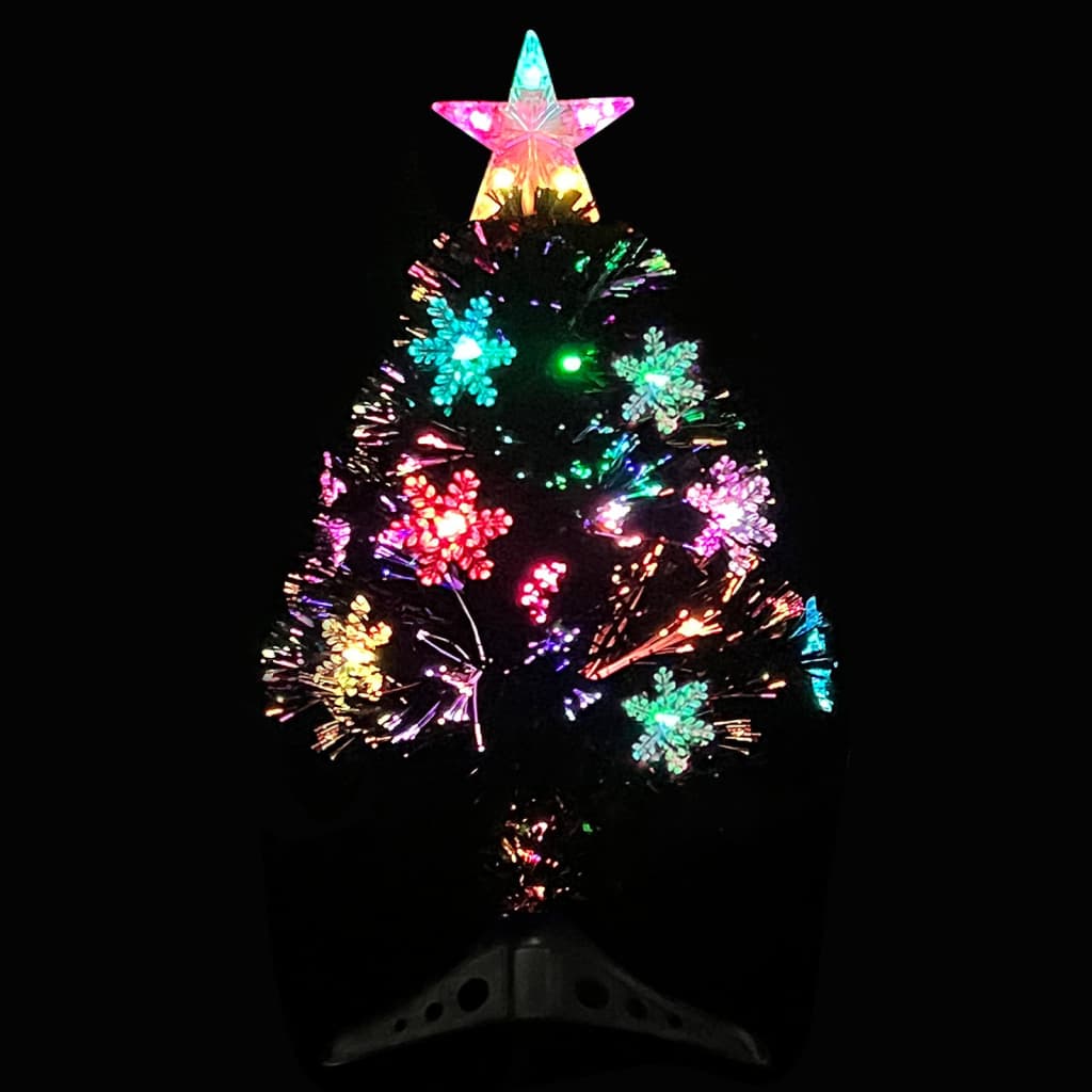 vidaXL Weihnachtsbaum mit LED-Schneeflocken Schwarz 64 cm Fiberoptik
