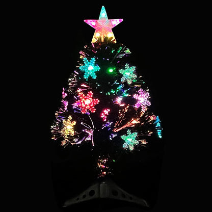 vidaXL Weihnachtsbaum mit LED-Schneeflocken Schwarz 64 cm Fiberoptik