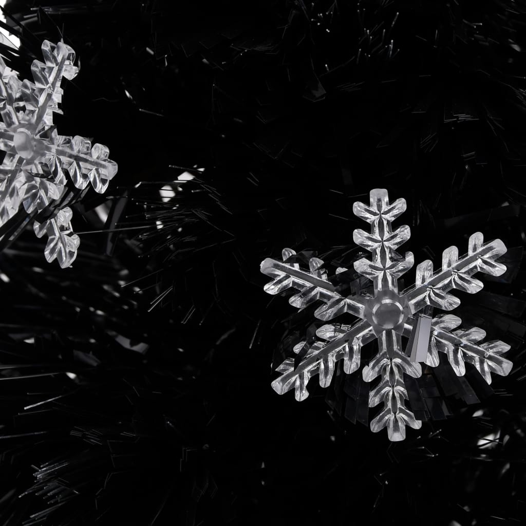 vidaXL Weihnachtsbaum mit LED-Schneeflocken Schwarz 64 cm Fiberoptik