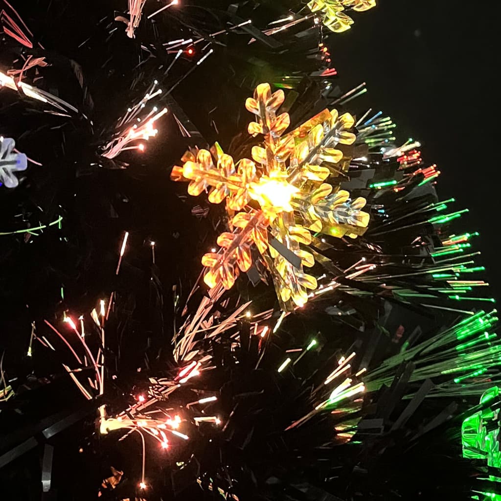 vidaXL Weihnachtsbaum mit LED-Schneeflocken Schwarz 64 cm Fiberoptik
