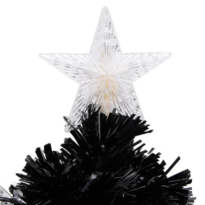 vidaXL Weihnachtsbaum mit LED-Schneeflocken Schwarz 64 cm Fiberoptik