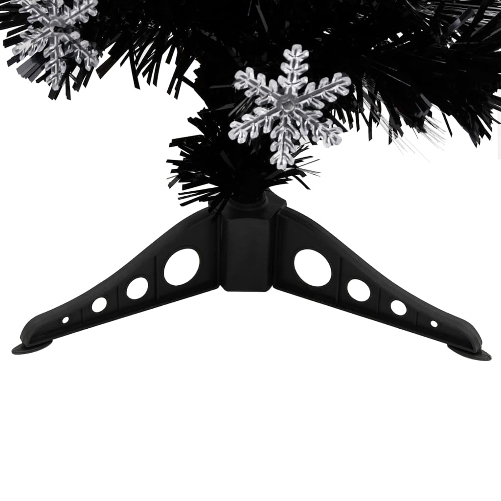vidaXL Weihnachtsbaum mit LED-Schneeflocken Schwarz 64 cm Fiberoptik