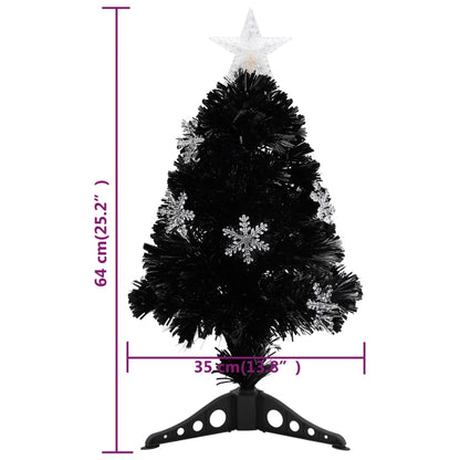 vidaXL Weihnachtsbaum mit LED-Schneeflocken Schwarz 64 cm Fiberoptik