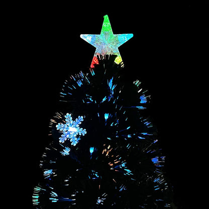 vidaXL Weihnachtsbaum mit LED-Schneeflocken Schwarz 180 cm Fiberoptik