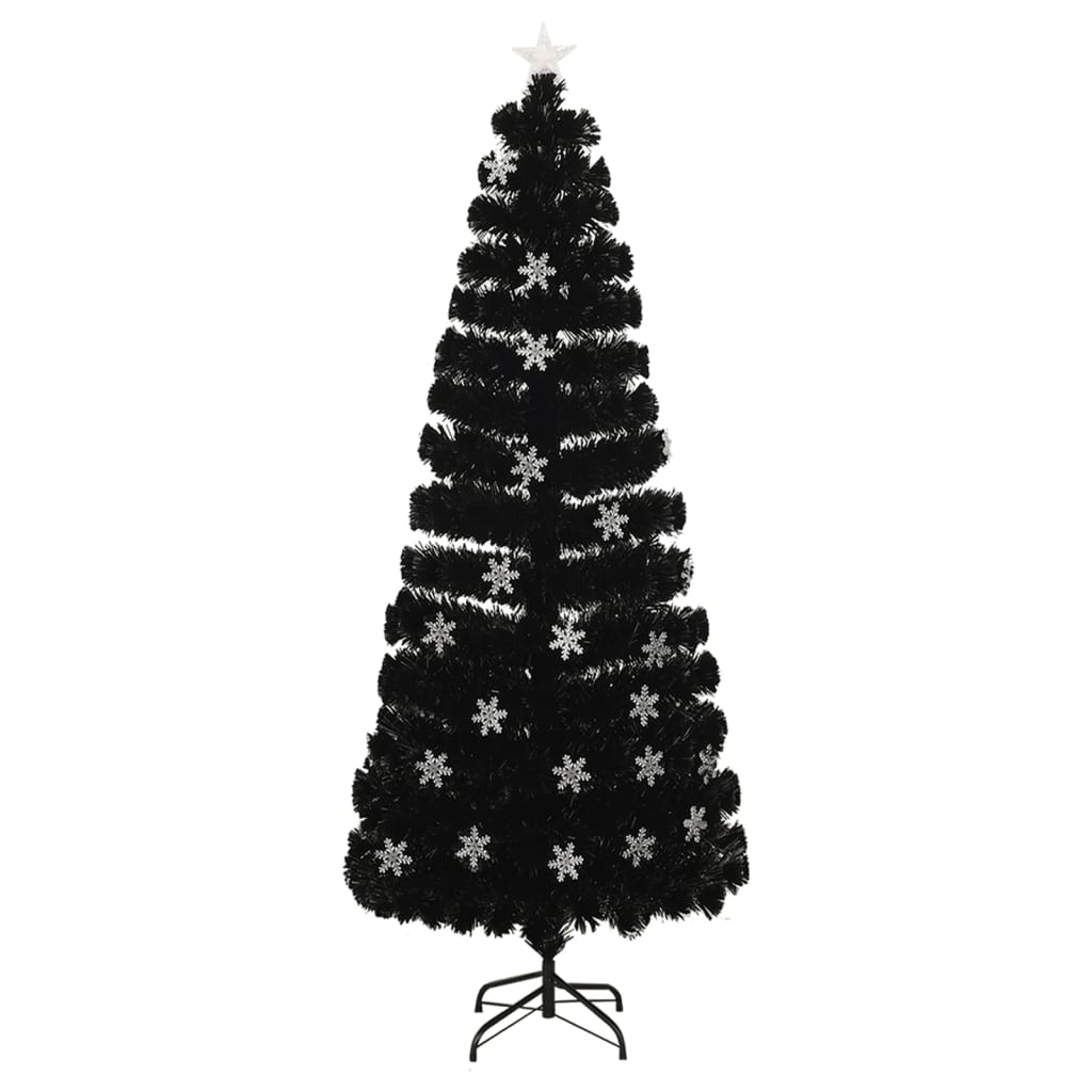 vidaXL Weihnachtsbaum mit LED-Schneeflocken Schwarz 240 cm Fiberoptik