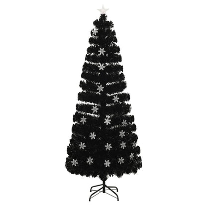 vidaXL Weihnachtsbaum mit LED-Schneeflocken Schwarz 240 cm Fiberoptik