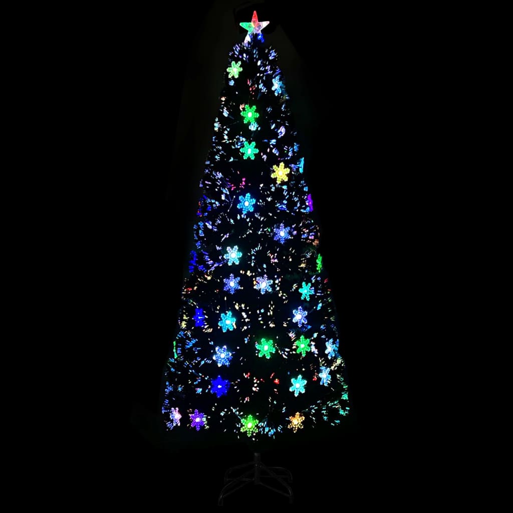 vidaXL Weihnachtsbaum mit LED-Schneeflocken Schwarz 240 cm Fiberoptik