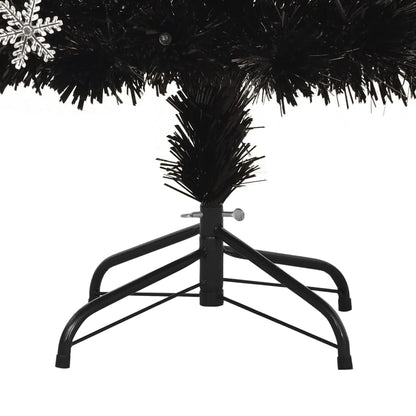 vidaXL Weihnachtsbaum mit LED-Schneeflocken Schwarz 240 cm Fiberoptik