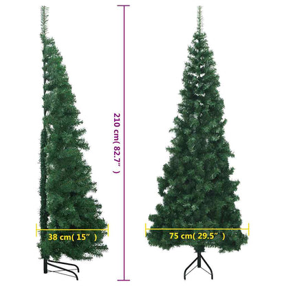 vidaXL Künstlicher Eck-Weihnachtsbaum Grün 210 cm PVC