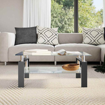 vidaXL Couchtisch Schwarz Transparent 95x55x40 cm Hartglas