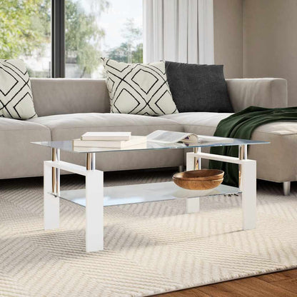 vidaXL Couchtisch Weiß Transparent 95x55x40 cm Hartglas