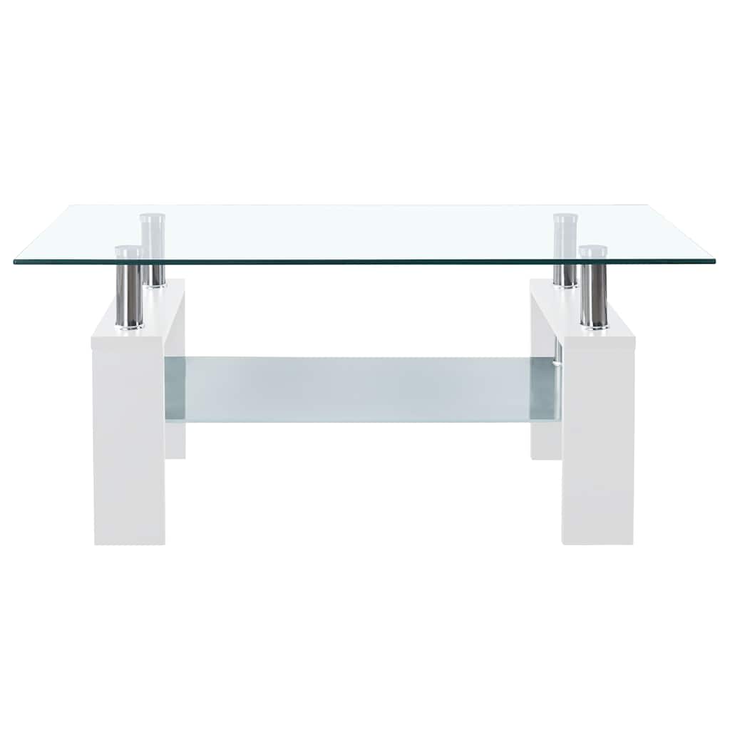 vidaXL Couchtisch Weiß Transparent 95x55x40 cm Hartglas