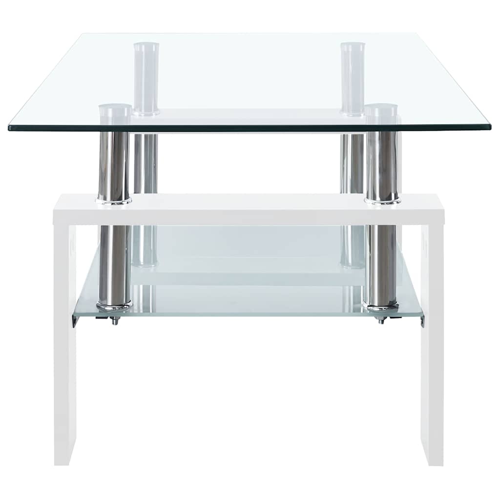 vidaXL Couchtisch Weiß Transparent 95x55x40 cm Hartglas