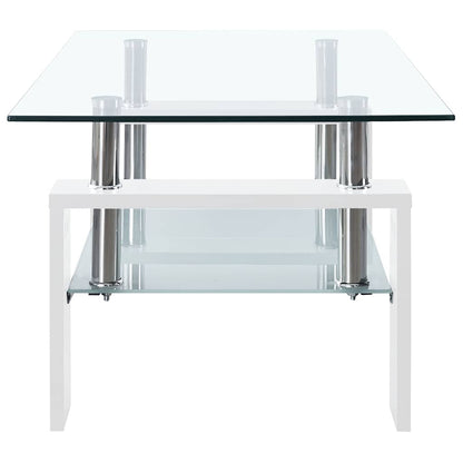 vidaXL Couchtisch Weiß Transparent 95x55x40 cm Hartglas