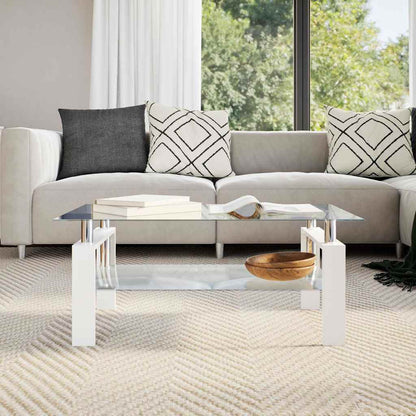 vidaXL Couchtisch Weiß Transparent 95x55x40 cm Hartglas