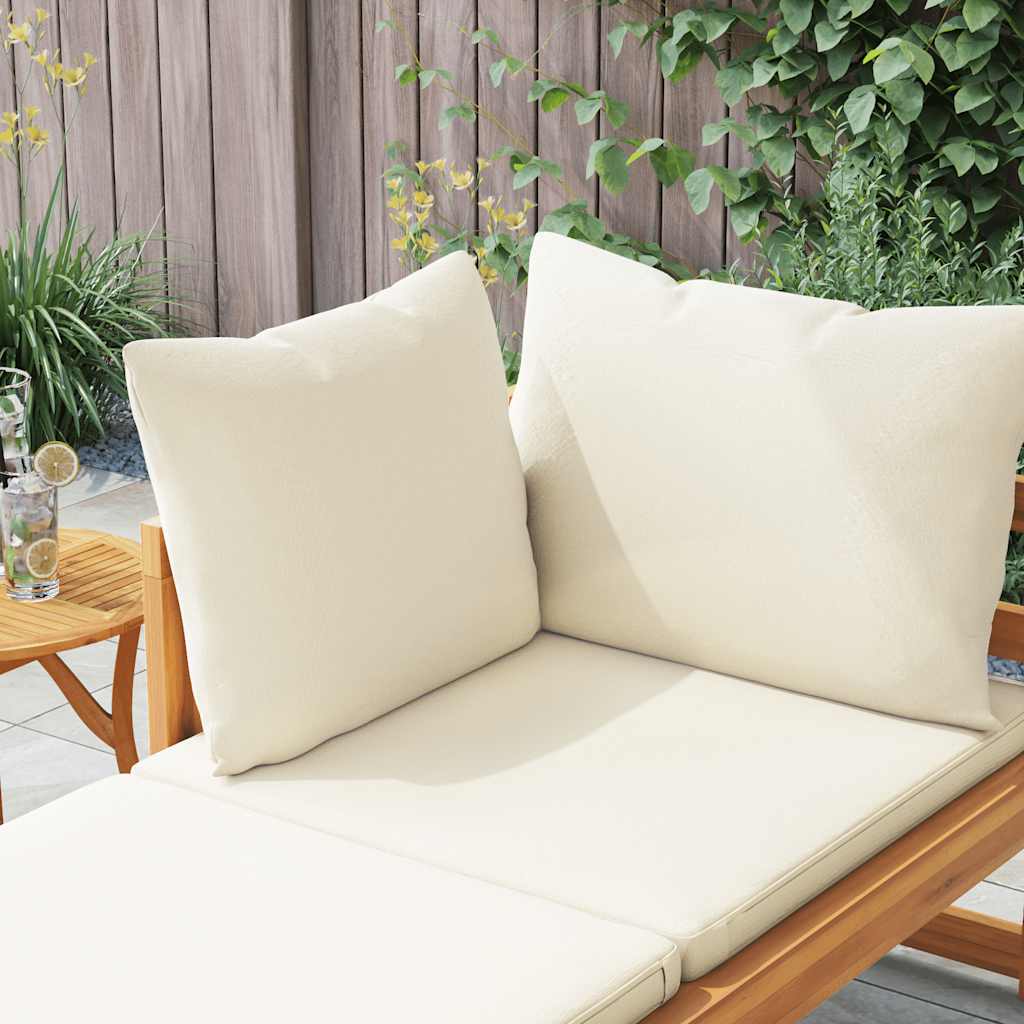 vidaXL Chaise longue à 1 accoudoir Crème Bois d'acacia massif