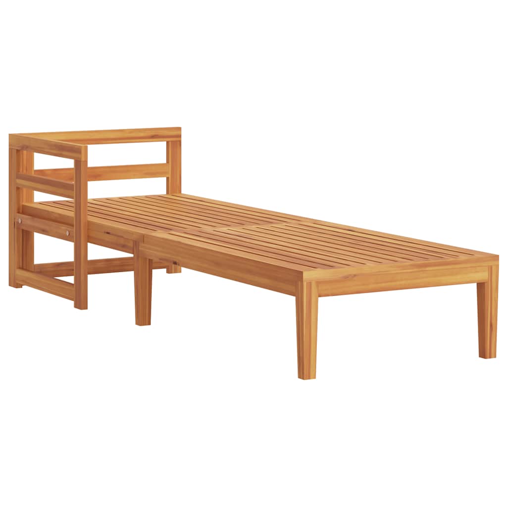 vidaXL Chaise longue à 1 accoudoir Crème Bois d'acacia massif