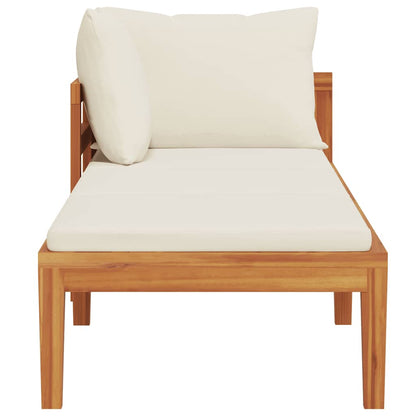 vidaXL Chaise longue à 1 accoudoir Crème Bois d'acacia massif