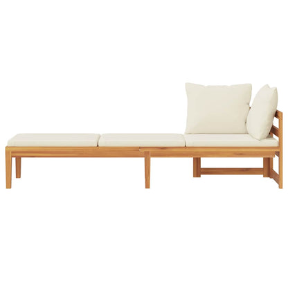 vidaXL Chaise longue à 1 accoudoir Crème Bois d'acacia massif