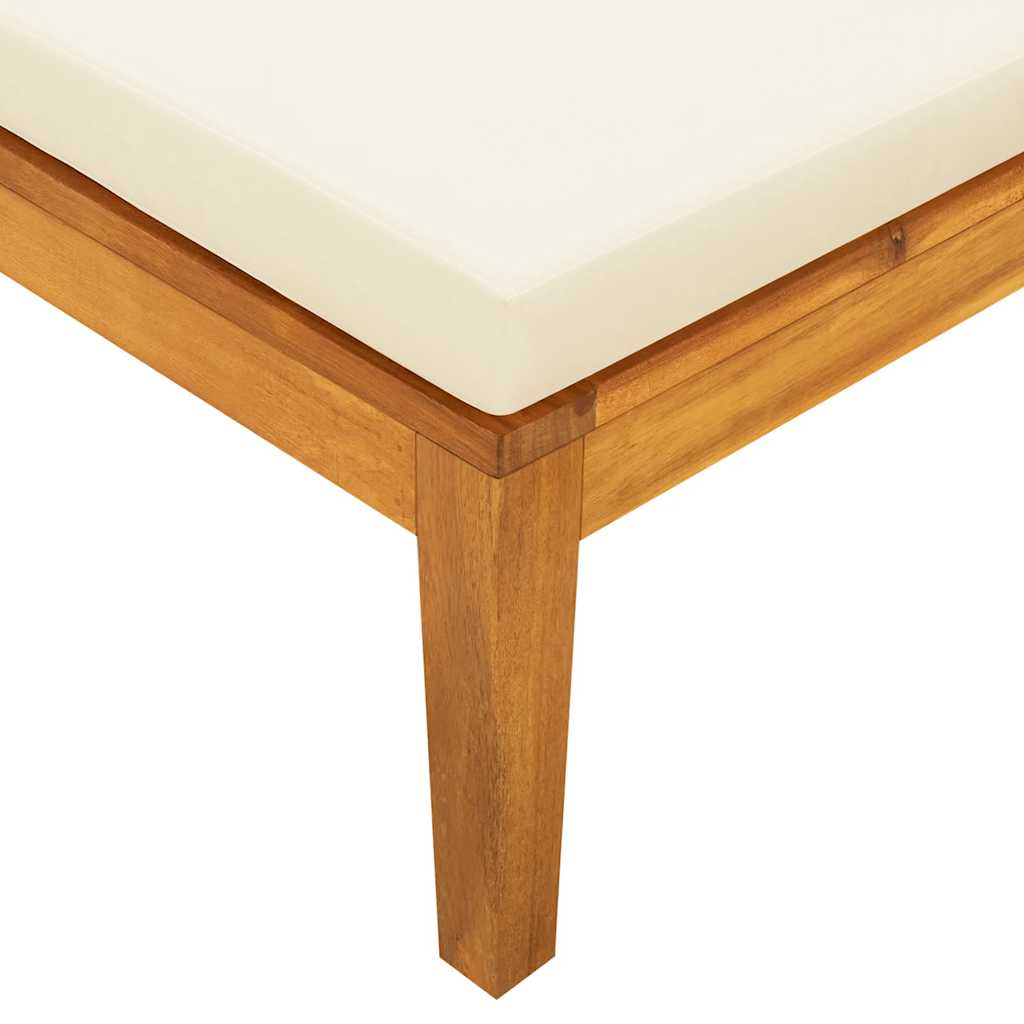 vidaXL Chaise longue à 1 accoudoir Crème Bois d'acacia massif
