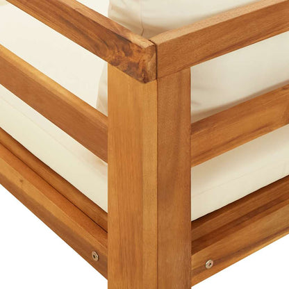 vidaXL Chaise longue à 1 accoudoir Crème Bois d'acacia massif