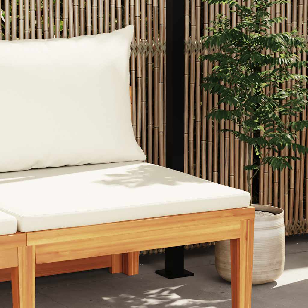 vidaXL Banc de jardin avec table et coussins blanc crème Bois d'acacia massif