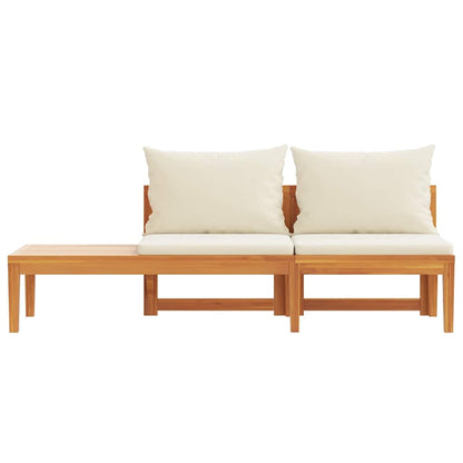 vidaXL Banc de jardin avec table et coussins blanc crème Bois d'acacia massif