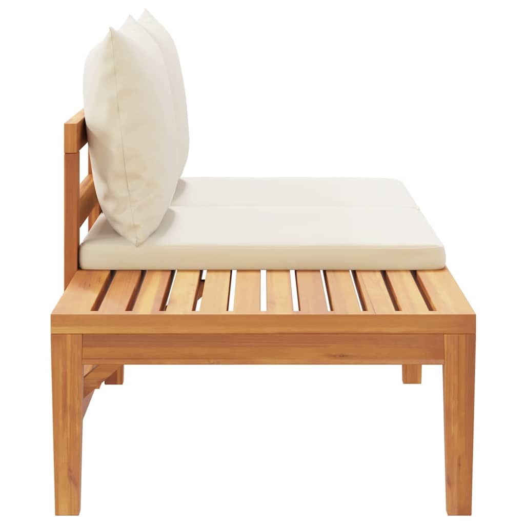vidaXL Banc de jardin avec table et coussins blanc crème Bois d'acacia massif