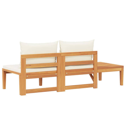 vidaXL Banc de jardin avec table et coussins blanc crème Bois d'acacia massif