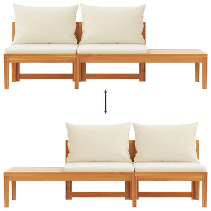vidaXL Banc de jardin avec table et coussins blanc crème Bois d'acacia massif